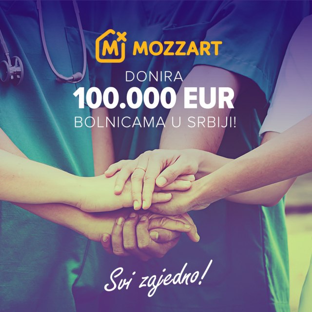 Mozzart donirao 100.000 evra bolnicama